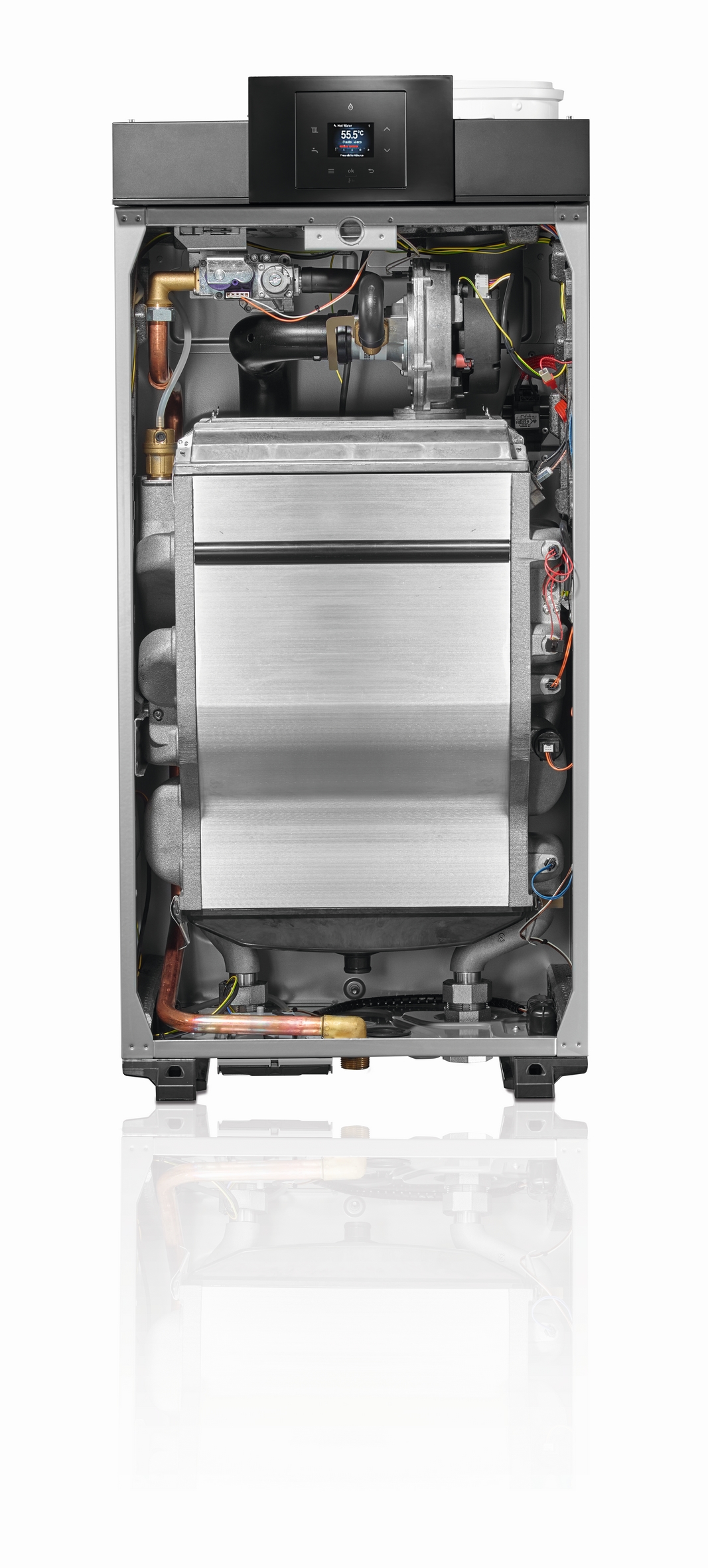 Jednoduše výkonný: Plynový kondenzační kotel Condens 7000 WP od značky Bosch je k dispozici ve výkonech 50, 70 kW, 100 kW a 150 kW.  (Zdroj: www.bosch-vytapeni.cz)